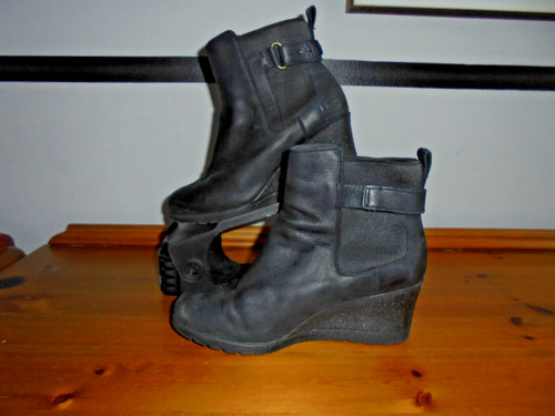 Ugg indra black leather - indra, wedge