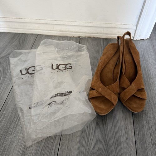 Tan suede ugg wedge - suede, sandals