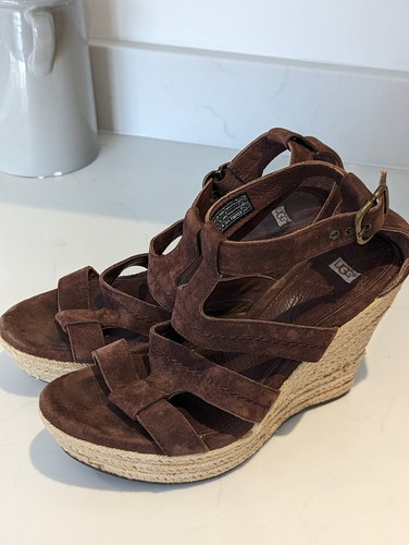 Ugg wedge sandals brown - sandals, 7.5