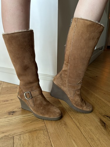 Ugg brown suede wedge - suede, tall