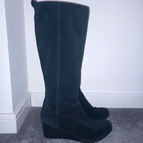 Black knee high - black, suede