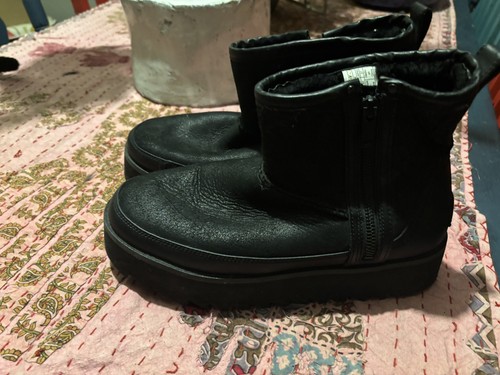 Ugg black leather platform - black,